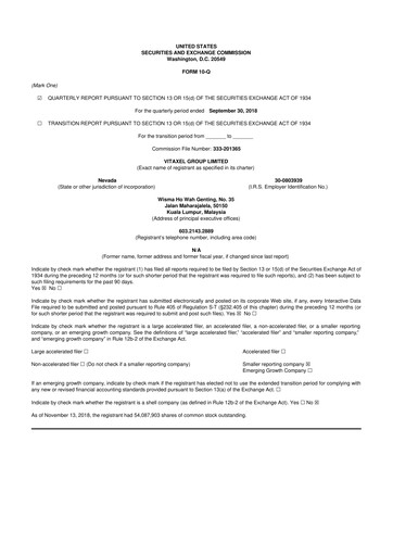Thumbnail Fintech Scion (FintechCashier) 10-Q Quarterly Report FY2018 