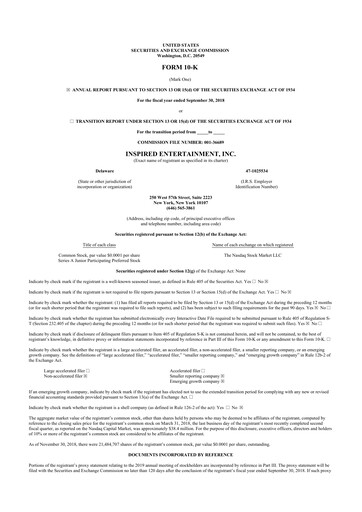 Thumbnail Inspired Entertainment 10-K Annual Report 2018