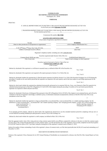 Thumbnail Anavex Life Sciences
 10-K Annual Report 2018