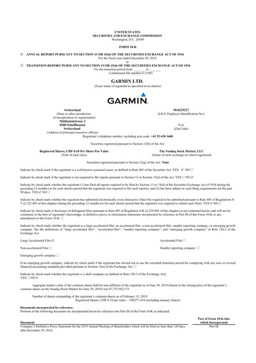 Thumbnail Garmin 10-K Annual Report 2018