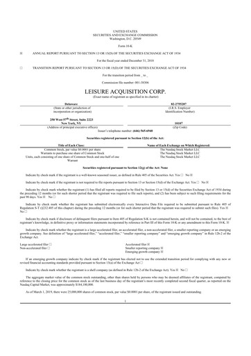 Miniature Ensysce Biosciences 10-K Rapport annuel 2018