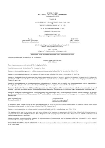 Thumbnail Celsius Holdings
 10-K Annual Report 2018