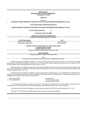 Thumbnail Greenland Technologies 10-Q Quarterly Report FY2019 Q1