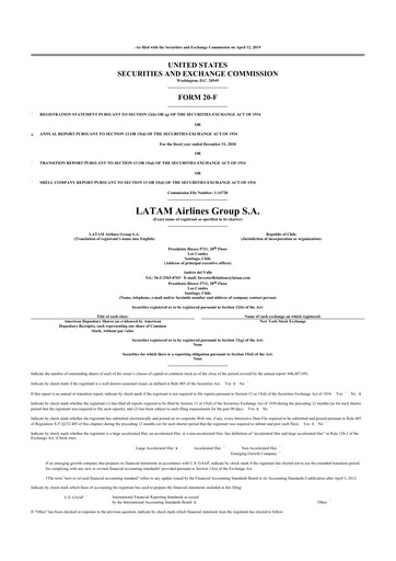 Thumbnail LATAM Airlines  20-F Annual Report 2018