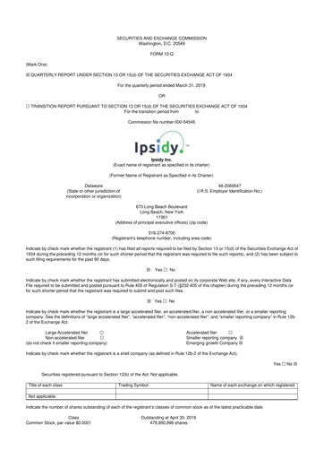 Thumbnail authID 10-Q Quarterly Report FY2019 