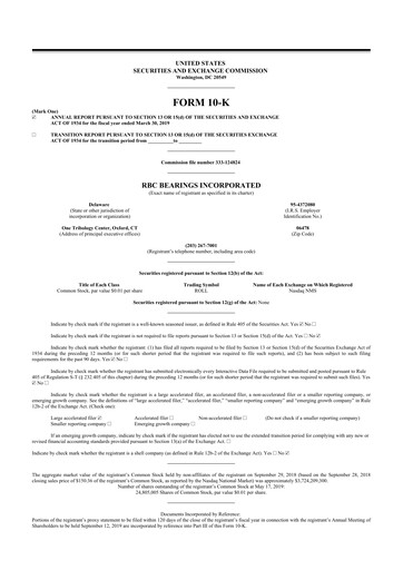 Thumbnail RBC Bearings 10-K Annual Report 2019