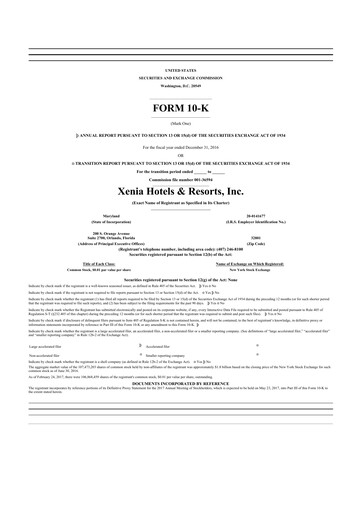 Thumbnail Xenia Hotels & Resorts

 10-K Annual Report 2016