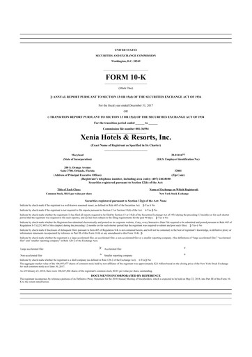 Thumbnail Xenia Hotels & Resorts

 10-K Annual Report 2017