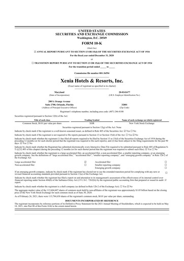 Thumbnail Xenia Hotels & Resorts

 10-K Annual Report 2020