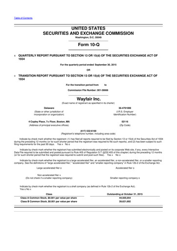 Vorschaubild Wayfair 10-Q Quartalsbericht 2015 