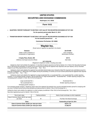 Vorschaubild Wayfair 10-Q Quartalsbericht 2019 