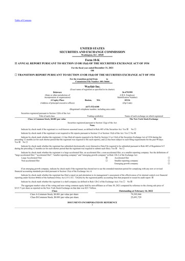 Thumbnail Wayfair 10-K Annual Report 2021