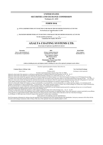 Thumbnail Axalta 10-K Annual Report 2019