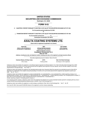 Miniature Axalta 10-Q Rapport trimestriel 2024 
