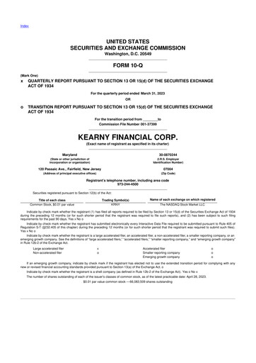 Thumbnail Kearny Financial
 10-Q Quarterly Report FY2023 