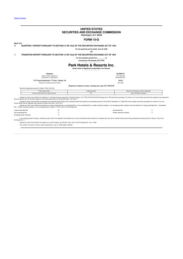 Thumbnail Park Hotels & Resorts

 10-Q Quarterly Report FY2026 