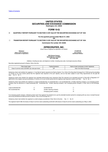 Thumbnail ZipRecruiter 10-Q Quarterly Report FY2022 