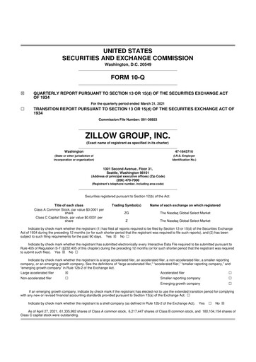 Miniature Zillow 10-Q Rapport trimestriel 2021 