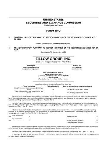 Miniature Zillow 10-Q Rapport trimestriel 2021 