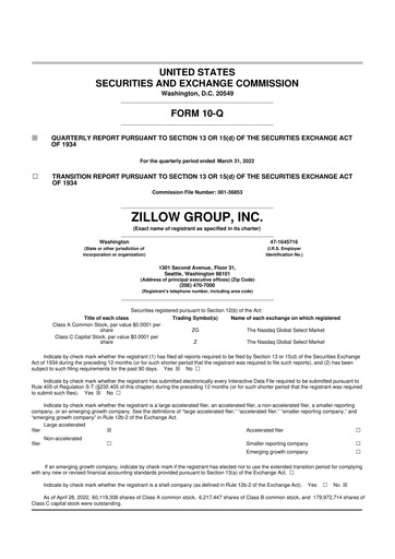 Miniature Zillow 10-Q Rapport trimestriel 2022 