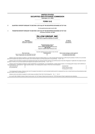 Miniature Zillow 10-Q Rapport trimestriel 2022 