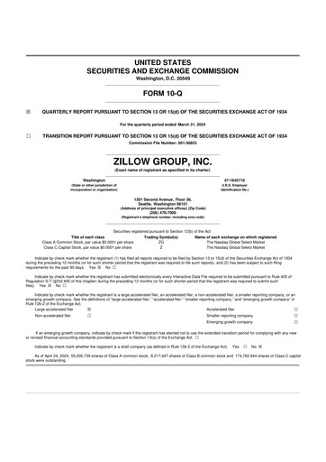 Miniature Zillow 10-Q Rapport trimestriel 2024 