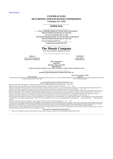 Thumbnail The Mosaic Company 10-K Annual Report 2015