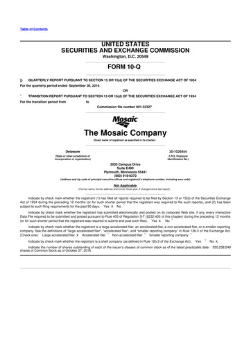 Thumbnail The Mosaic Company 10-Q Quarterly Report FY2016 