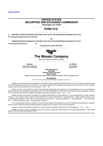 Thumbnail The Mosaic Company 10-Q Quarterly Report FY2018 