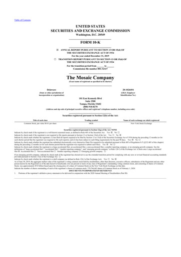 Thumbnail The Mosaic Company 10-K Annual Report 2019