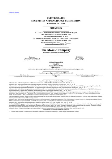 Thumbnail The Mosaic Company 10-K Annual Report 2020