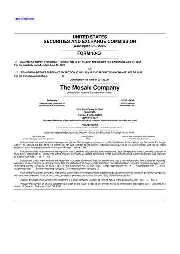Thumbnail The Mosaic Company 10-Q Quarterly Report FY2021 