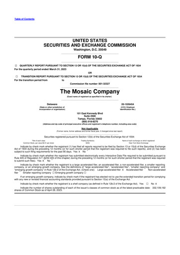 Thumbnail The Mosaic Company 10-Q Quarterly Report FY2023 