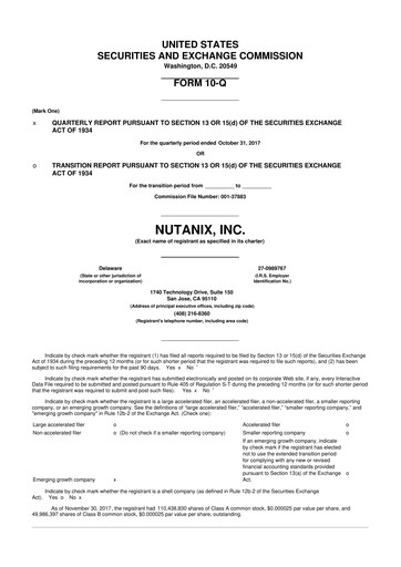 Thumbnail Nutanix 10-Q Quarterly Report FY2018 