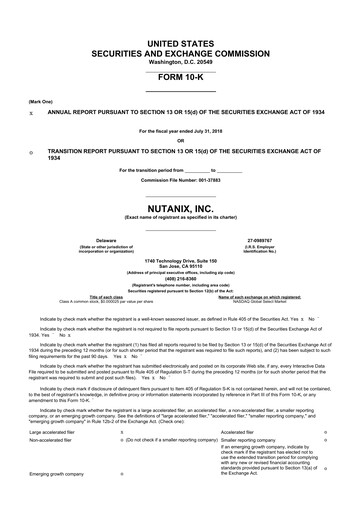 Thumbnail Nutanix 10-K Annual Report 2018