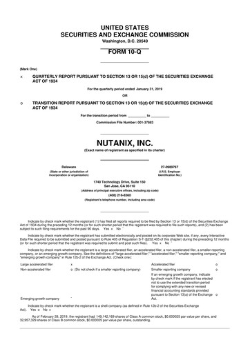 Thumbnail Nutanix 10-Q Quarterly Report FY2019 