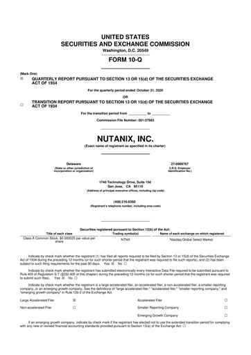 Thumbnail Nutanix 10-Q Quarterly Report FY2021 