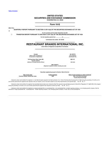 Miniature Restaurant Brands International 10-Q Rapport trimestriel 2021 