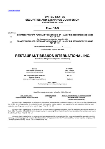 Miniature Restaurant Brands International 10-Q Rapport trimestriel 2024 
