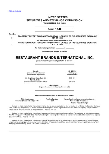 Miniature Restaurant Brands International 10-Q Rapport trimestriel 2024 