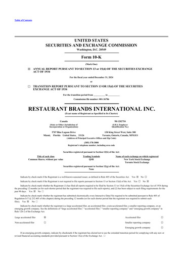 Thumbnail Restaurant Brands International 10-K Annual Report 2024