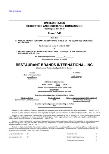 Thumbnail Restaurant Brands International 10-K Annual Report 2025