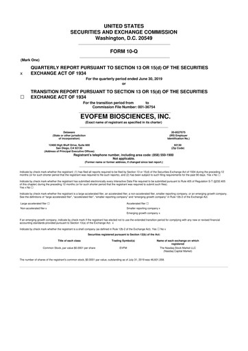 Thumbnail Evofem Biosciences
 10-Q Quarterly Report FY2019 