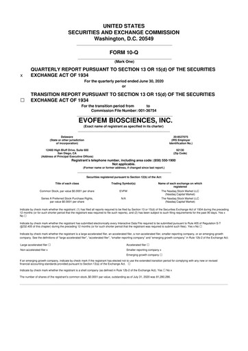 Thumbnail Evofem Biosciences
 10-Q Quarterly Report FY2020 