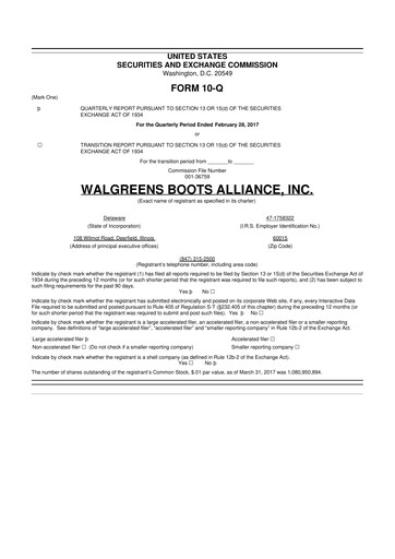 Vorschaubild Walgreens Boots Alliance 10-Q Quartalsbericht 2017 