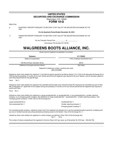 Vorschaubild Walgreens Boots Alliance 10-Q Quartalsbericht 2019 