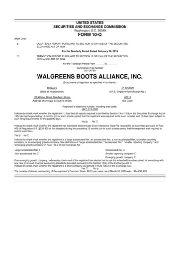 Vorschaubild Walgreens Boots Alliance 10-Q Quartalsbericht 2018 