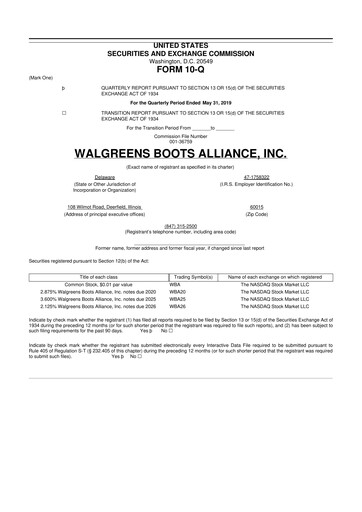 Vorschaubild Walgreens Boots Alliance 10-Q Quartalsbericht 2019 