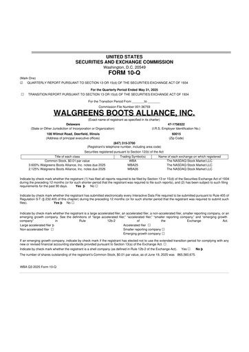 Vorschaubild Walgreens Boots Alliance 10-Q Quartalsbericht 2025 