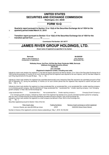 Miniature James River Group 10-Q Rapport trimestriel 2019 